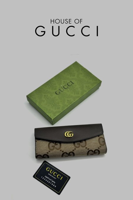 جزدان - Gucci / شامل علبة  - جوتشي شعار كبير - جلد بني من فوق <br> <span class='text-color-warm'>نفدت الكمية</span>